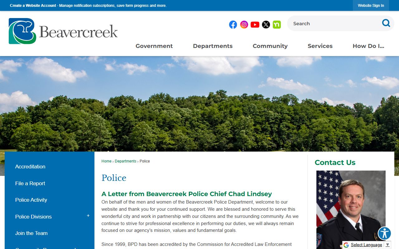 Beavercreek city website portal for public records and government services
