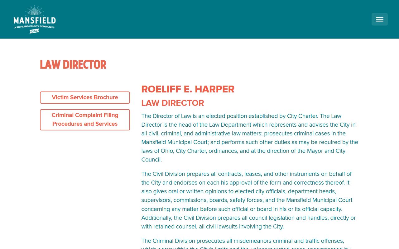 Mansfield city website portal for public records and government services