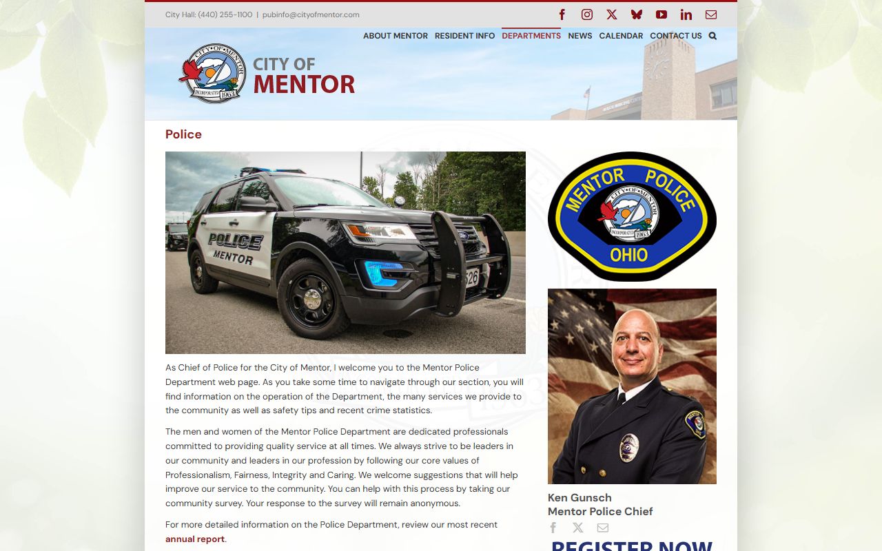 Mentor city portal for public records access and government services