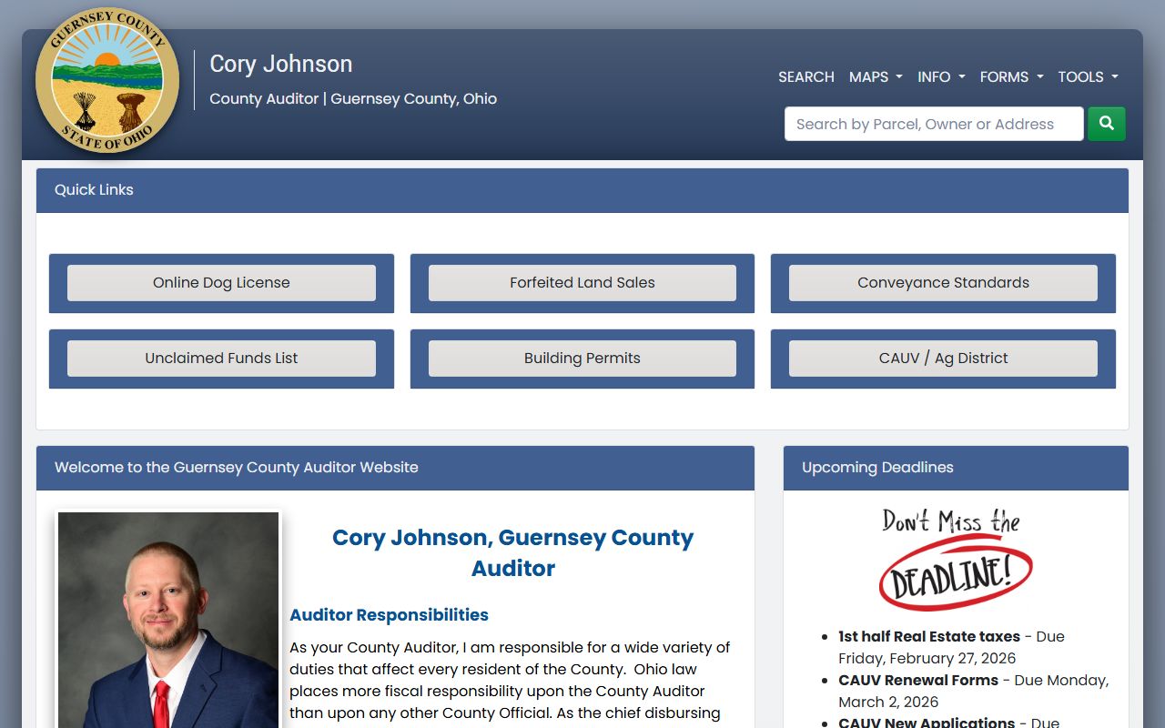 Guernsey County public records eServices search portal