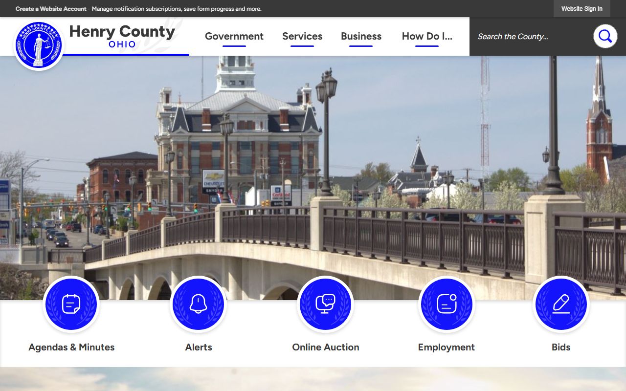 Henry County public records portal for court filings and government documents in Napoleon Ohio