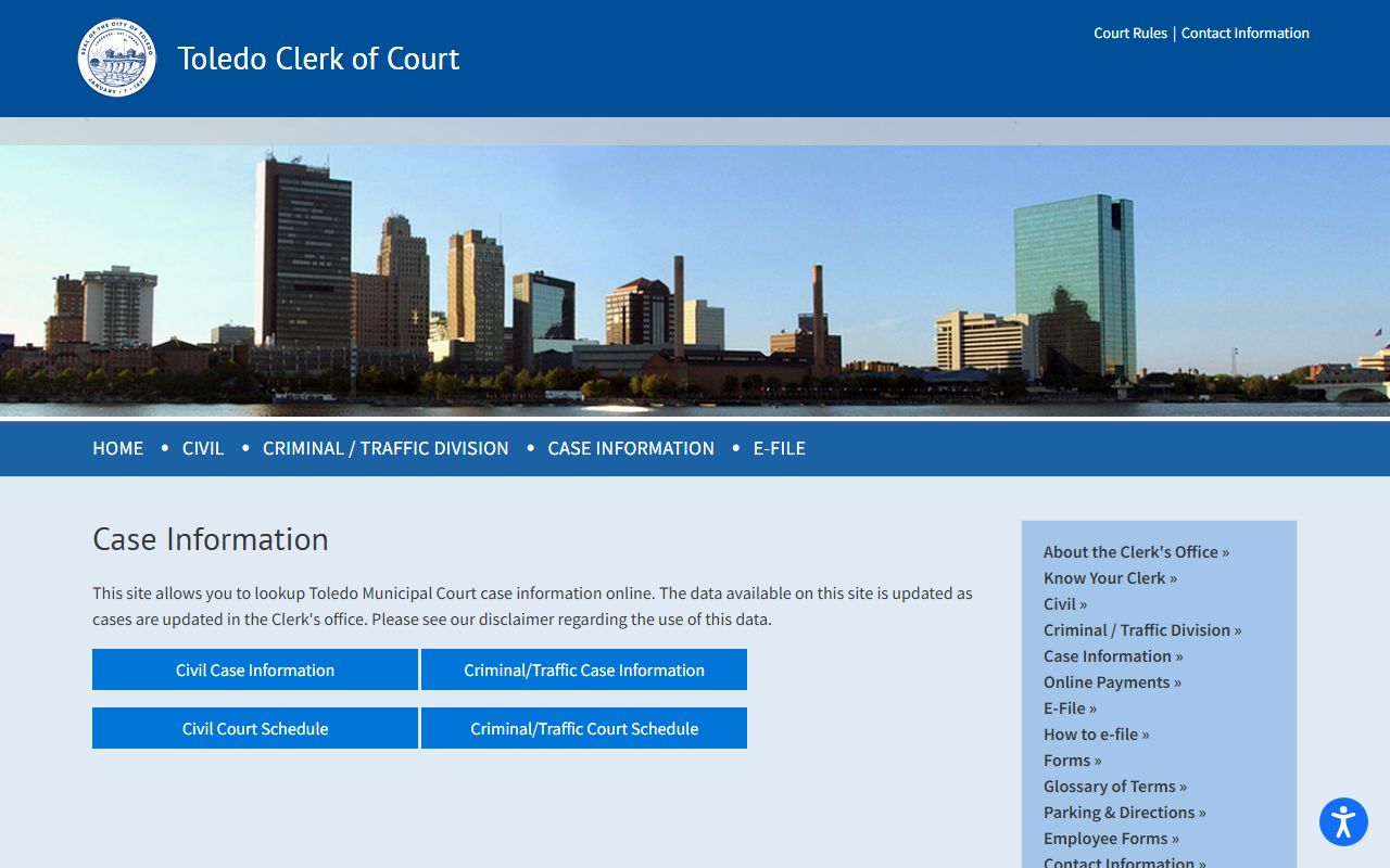 Lucas County public records search portal for court dockets and case filings
