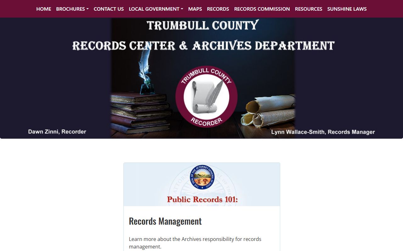 Trumbull County Clerk of Courts website for searching public court records